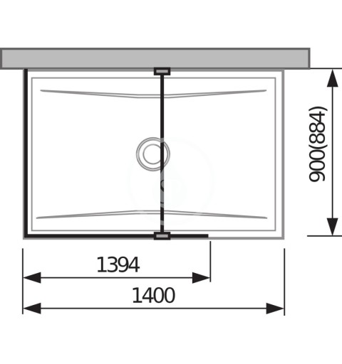 Jika Sklenená stena L 140 cmx90 cm na sprchovú vaničku 140 cmx90 cm, s úpravou Jika Perla Glass, 1400 mm x 200 mm x 20