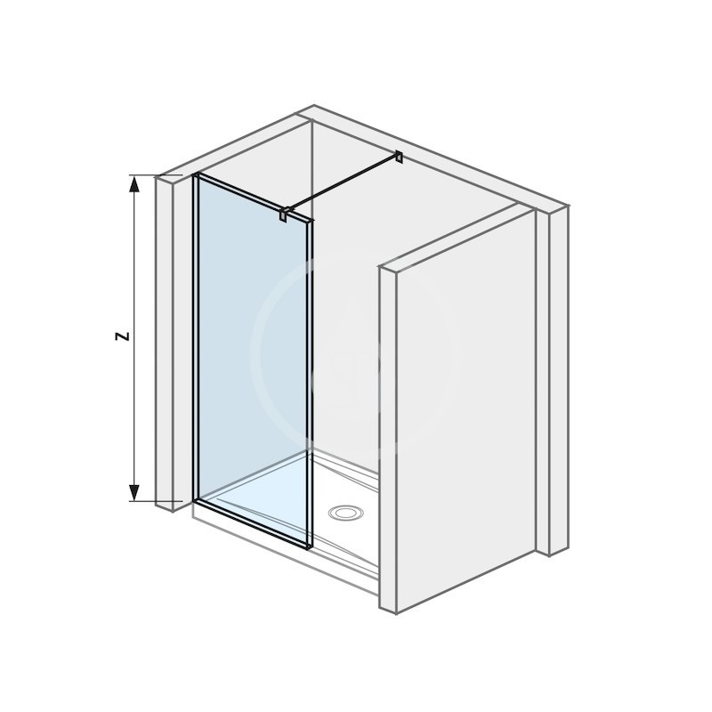 Jika Sklenená stena bočná 880 mm na sprchovú vaničku 90 cmx90 cm s úpravou Jika Perla Glass, 900 mm x 200 mm x 200