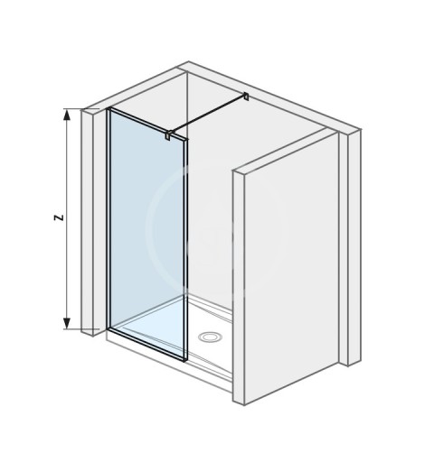 Jika Sklenená stena bočná 880 mm na sprchovú vaničku 90 cmx90 cm s úpravou Jika Perla Glass, 900 mm x 200 mm x 200