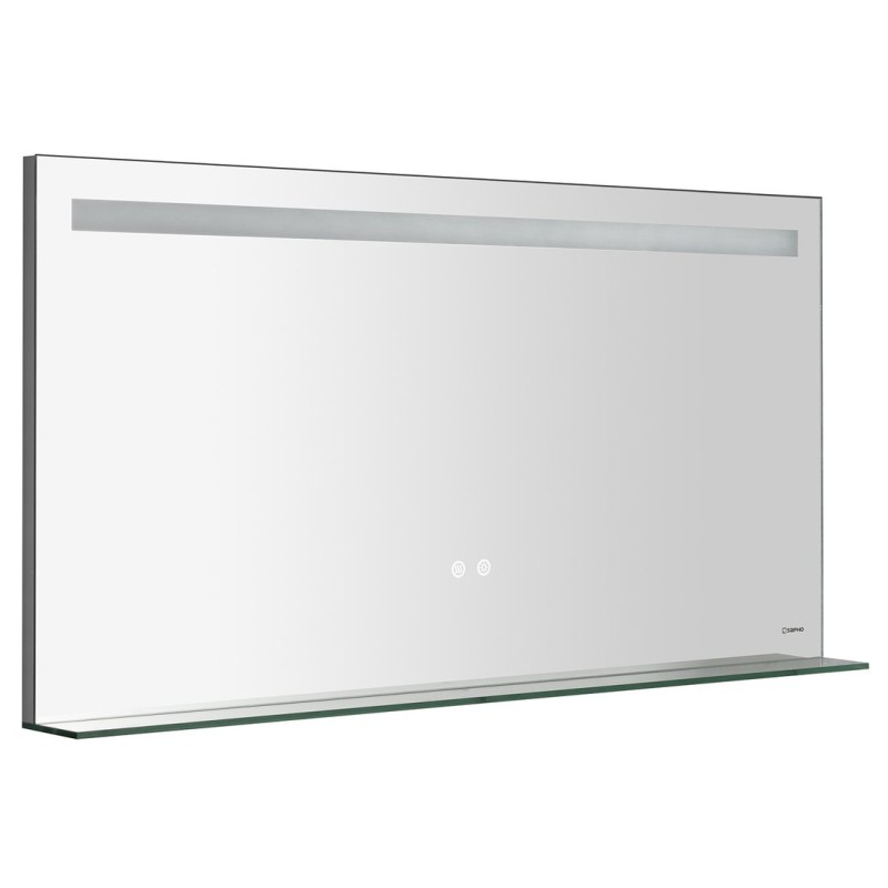 Sapho BRETO zrkadlo s LED osvetlením a poličkou, 120x60cm, senzor, fólia anti-fog, 3000-6500 ° K