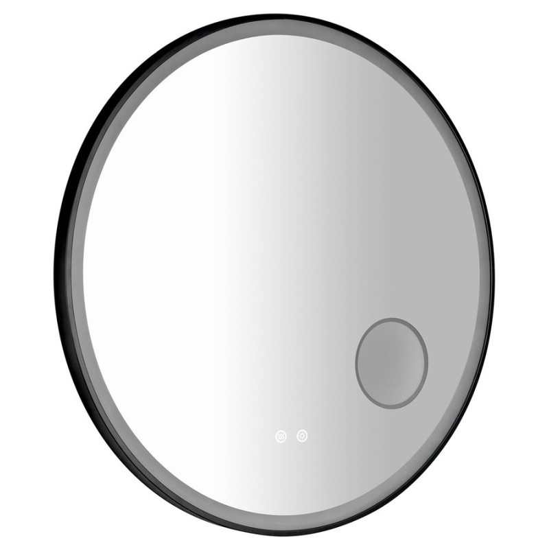 Sapho TARAN okrúhle zrkadlo s LED osvetlením, ø 80cm, kozm.zrkadlo, senzor, fólia anti-fog, 3000-6500°K, čierna mat