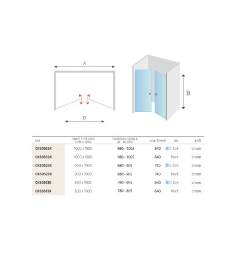 Mereo Náhradné sprchové dvere lietacie, ľavé, pre CK80532K CK80532KL