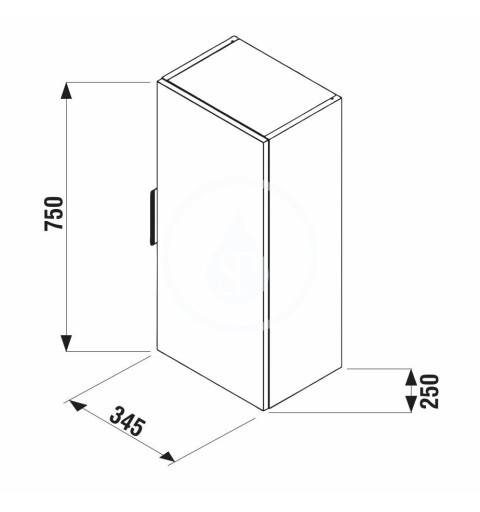 Jika Stredná skrinka 35x75x25 cm, 1 dvierka L/P, matný antracit H4537111763521