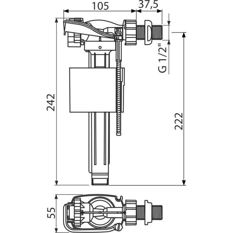 Alcaplast Napúšťací ventil bočný pre keramické nádržky A150-1/2"