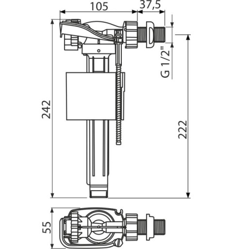 Alcaplast Napúšťací ventil bočný pre keramické nádržky A150-1/2"