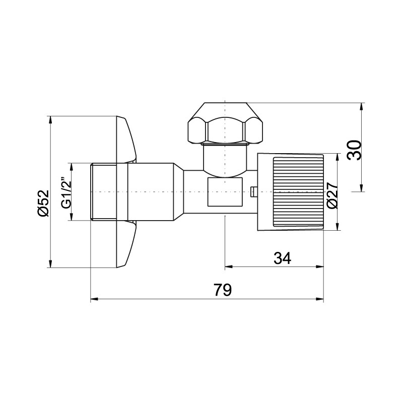 NOVASERVIS Rohový ventil bez filtera 1/2"x 3/8" s matkou CF3003/10M
