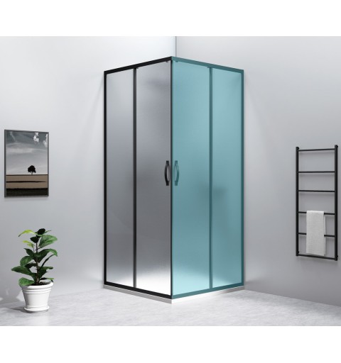 Gelco SIGMA SIMPLY BLACK sprchové dvere posuvné pre rohový vstup 900 mm, sklo BRICK