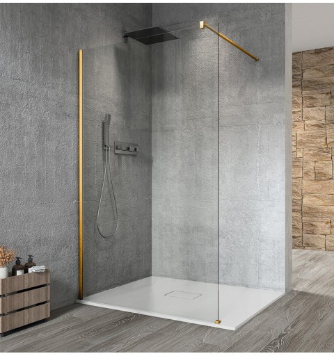 Gelco VARIO GOLD MATT jednodielna sprchová zástena na inštaláciu k stene, číre sklo, 1100 mm