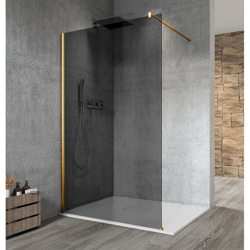 Gelco VARIO GOLD MATT jednodielna sprchová zástena na inštaláciu k stene, dymové sklo, 1000 mm