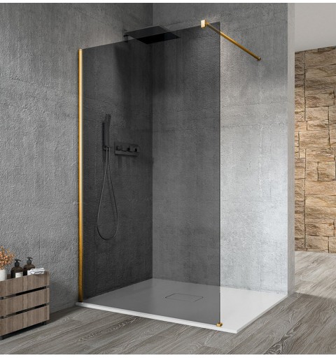Gelco VARIO GOLD MATT jednodielna sprchová zástena na inštaláciu k stene, dymové sklo, 1000 mm