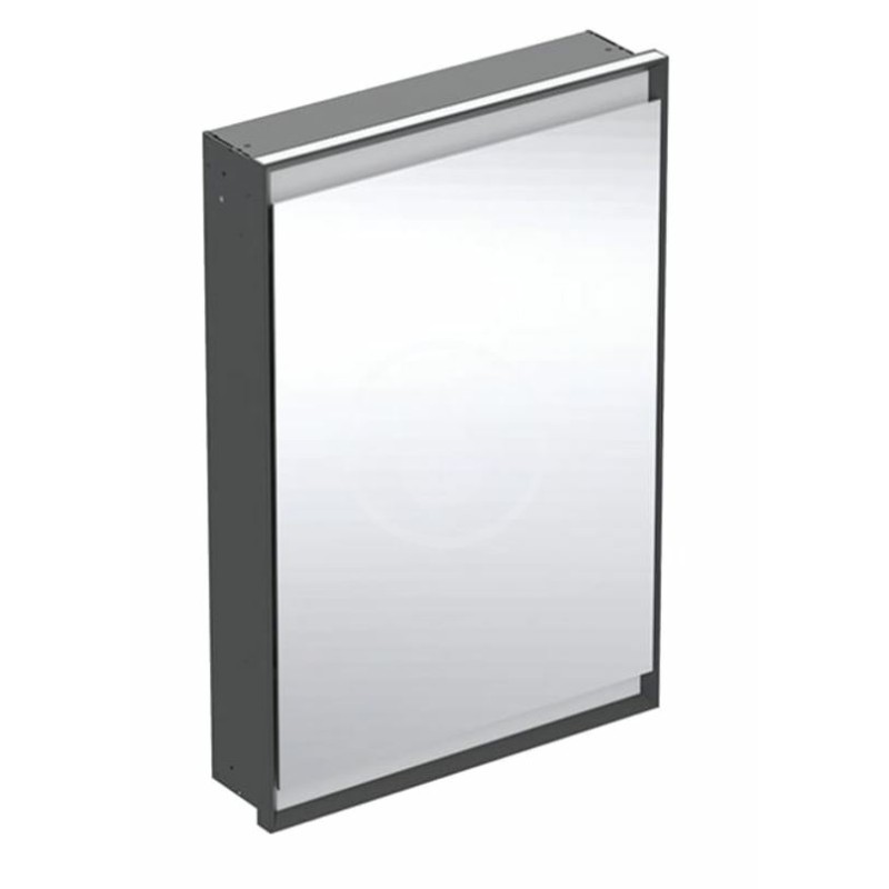 Geberit Zrkadlová skrinka s LED osvetlením, 600x900x150 mm, pánty vľavo, vstavaná, matná čierna 505.800.00.7