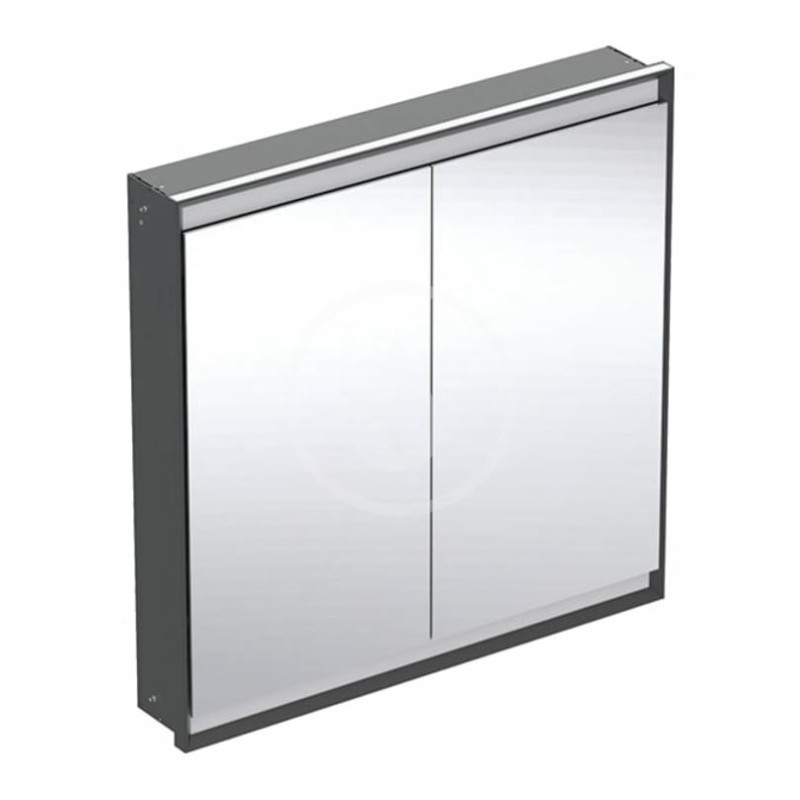Geberit Zrkadlová skrinka s LED osvetlením, 900x900x150 mm, 2 dvierka, vstavaná, matná čierna 505.803.00.7