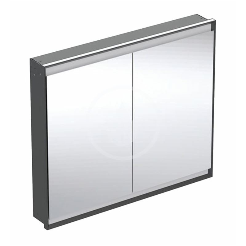 Geberit Zrkadlová skrinka s LED osvetlením, 1050x900x150 mm, 2 dvierka, vstavaná, matná čierna 505.804.00.7