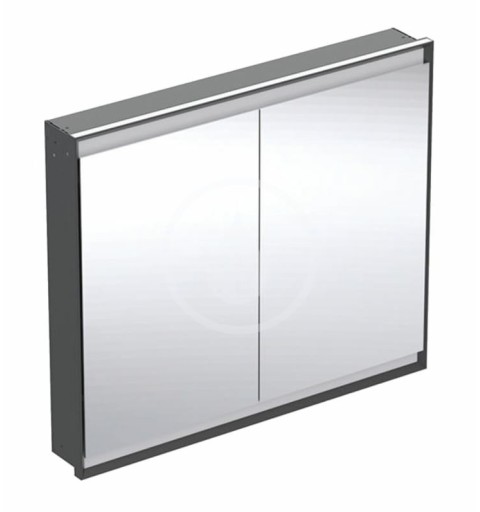 Geberit Zrkadlová skrinka s LED osvetlením, 1050x900x150 mm, 2 dvierka, vstavaná, matná čierna 505.804.00.7