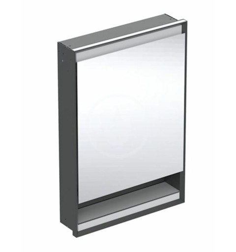 Geberit Zrkadlová skrinka s LED osvetlením, 600x900x150 mm, pánty vľavo, s nikou, vstavaná, matná čierna 505.820.00.7