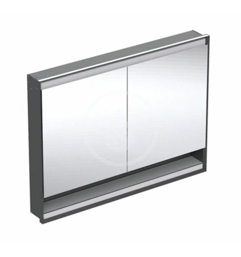 Geberit Zrkadlová skrinka s LED osvetlením, 1200x900x150 mm, 2 dvierka, s nikou, vstavaná, matná čierna 505.825.00.7