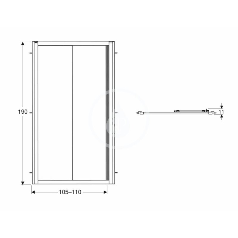 Geberit Sprchové dvere 110x190 cm, strieborná/číre sklo 560.143.00.2