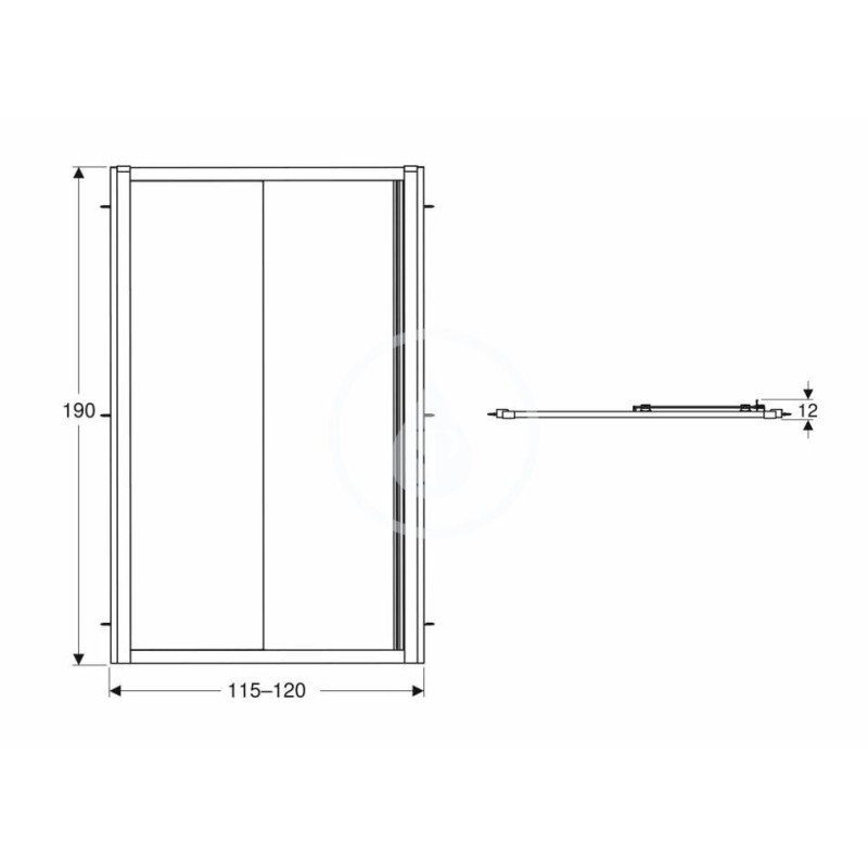 Geberit Sprchové dvere 120x190 cm, strieborná/číre sklo 560.153.00.2