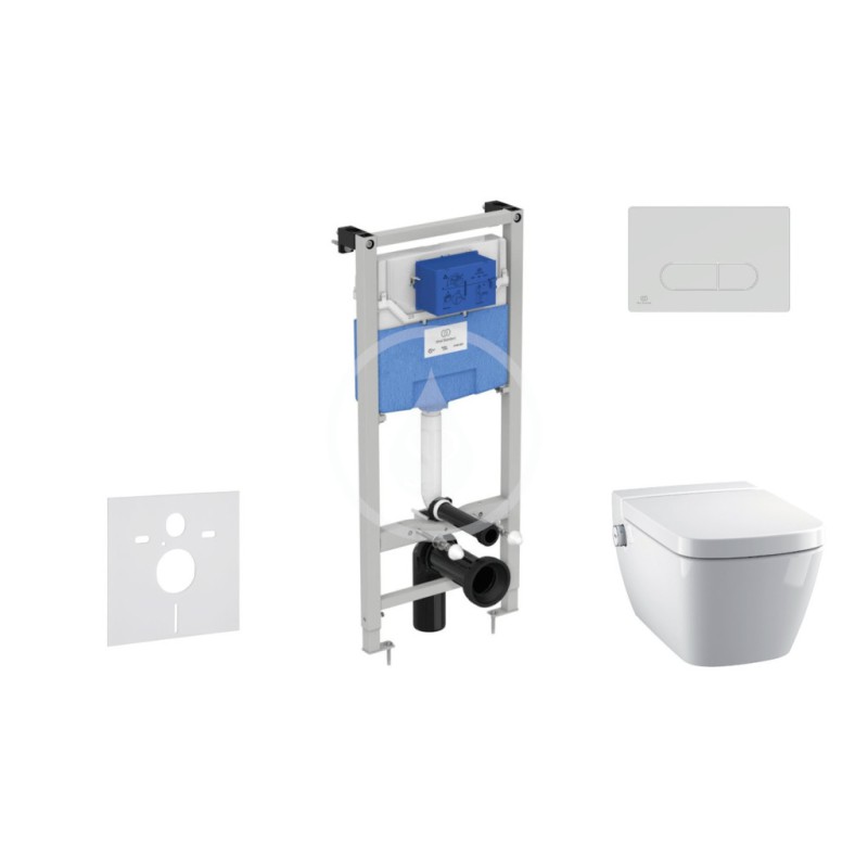 Ideal Standard Set predstenovej inštalácie, sprchovacej toalety a sedadla TECEone, tlačidla Oleas M1, Rimless, SoftClose, chr