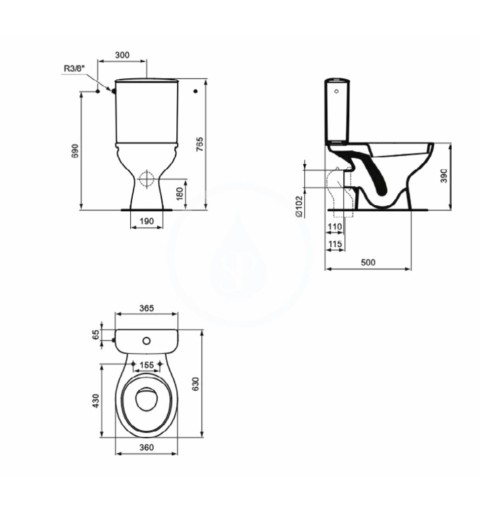 Ideal Standard WC kombi misa, vario odpad, biela R027201
