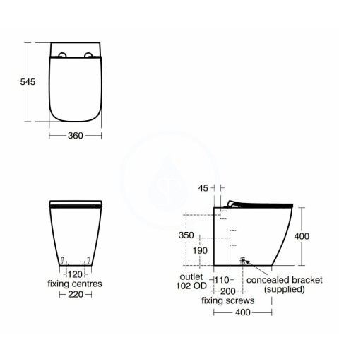 Ideal Standard Stojace WC, vario odpad, RimLS+, biela T461601