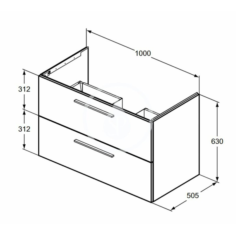Ideal Standard Umývadlová skrinka 100x63x51 cm, 2 zásuvky, sivý matný kremeň T5276NG