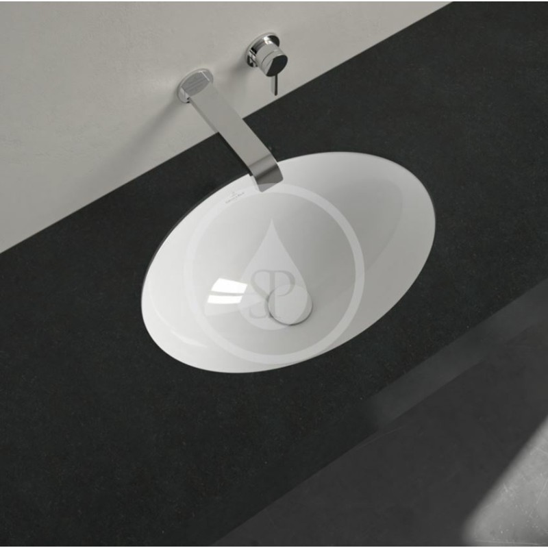 Villeroy & Boch Bezotvorové umývadlo na zabudovanie zospodu, 560 mm x 375 mm, biele – umývadlo, s prepadom, s Ceramicplus 6