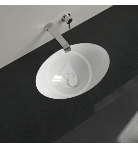 Villeroy & Boch Bezotvorové umývadlo na zabudovanie zospodu, 560 mm x 375 mm, biele – umývadlo, s prepadom, s Ceramicplus 6
