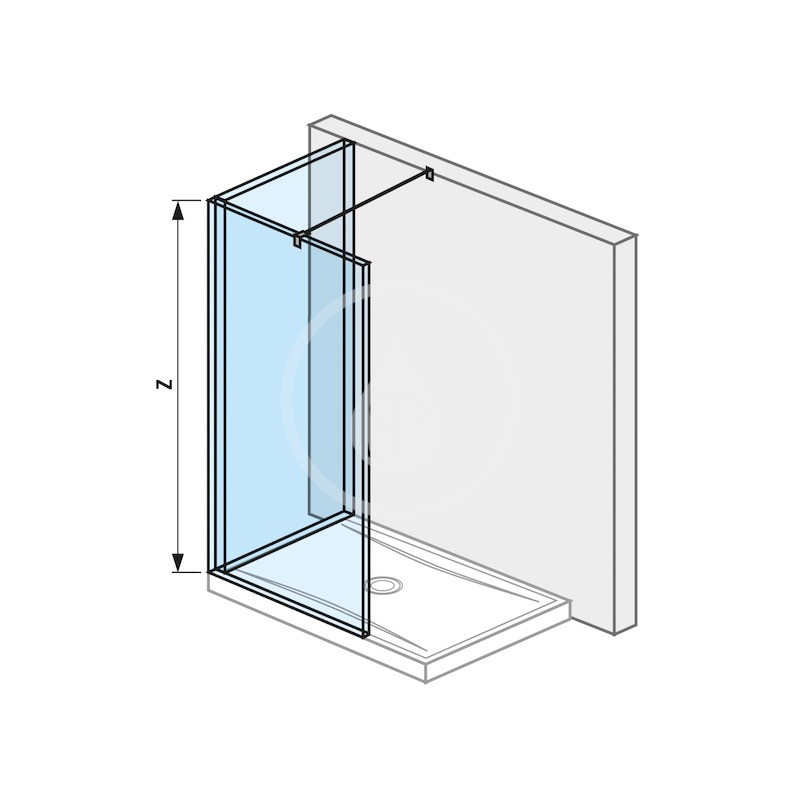 Jika Sklenená stena L 120 cmx80 cm na sprchovú vaničku 120 cm x 80 cm, s úpravou Jika Perla Glass, 1200 mm x 200 mm 
