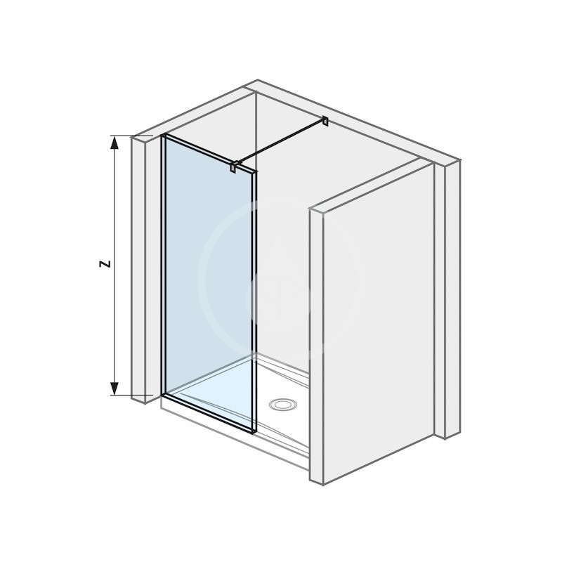 Jika Sklenená stena bočná 980 mm na sprchovú vaničku 100 cmx80 cm s úpravou Jika Perla Glass, 1000 mm x 200 mm x 200