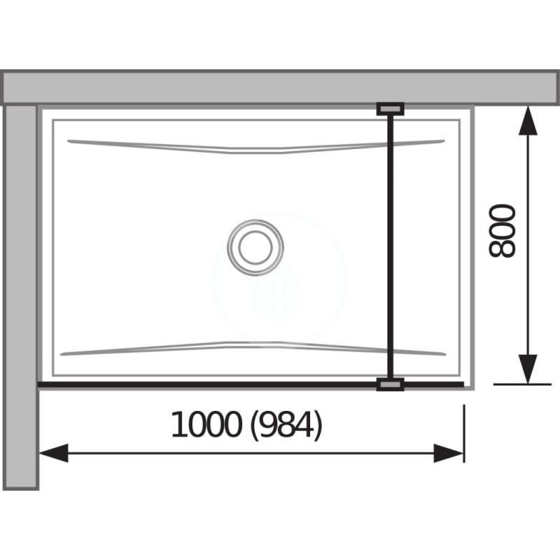 Jika Sklenená stena bočná 980 mm na sprchovú vaničku 100 cmx80 cm s úpravou Jika Perla Glass, 1000 mm x 200 mm x 200