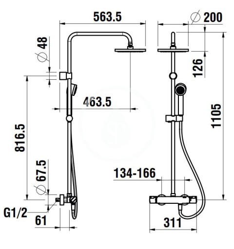 Laufen Sprchový systém s termostatickou batériou, chróm HF500957100600