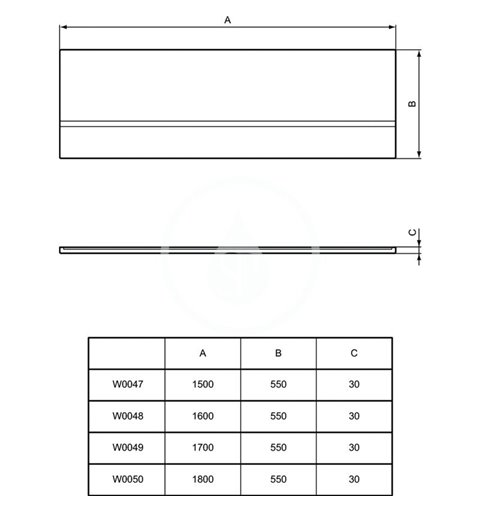 Ideal Standard Čelný krycí panel na vaňu 1500 mm, biela W004701