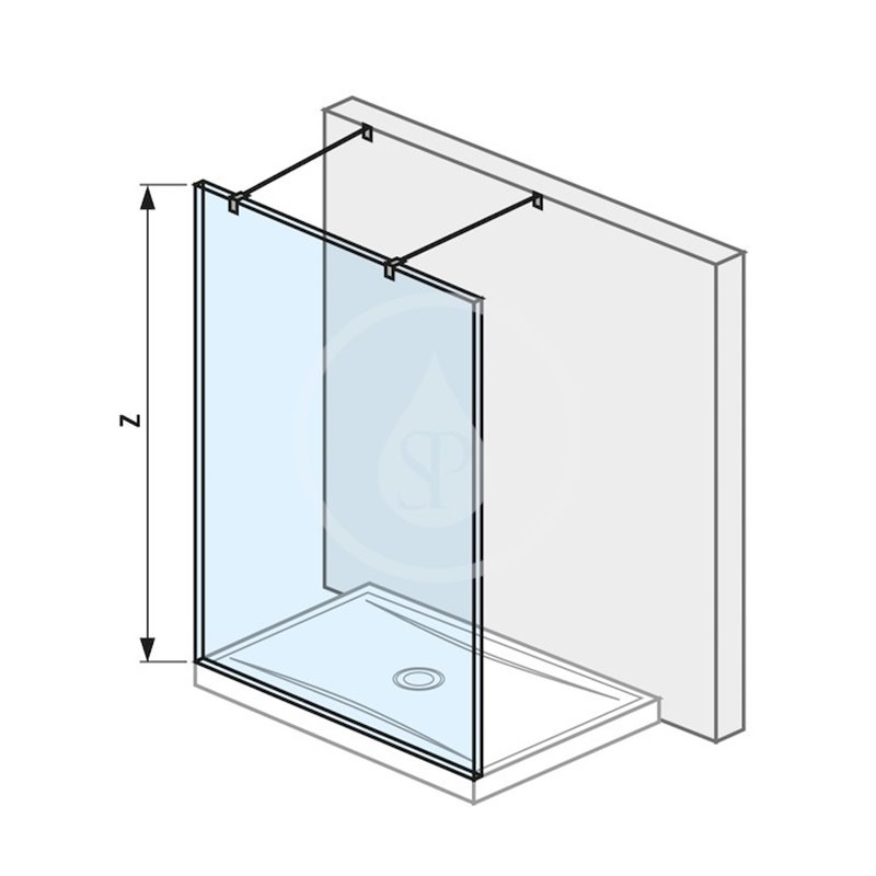 Jika Sklenená stena pevná 130 cm na sprchovú vaničku 130 cmx80 cm a 130 cmx90 cm, s úpravou Jika Perla Glass, vrátane
