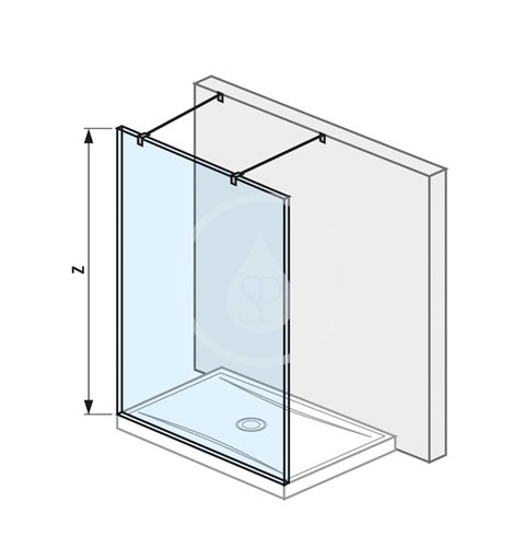 Jika Sklenená stena pevná 130 cm na sprchovú vaničku 130 cmx80 cm a 130 cmx90 cm, s úpravou Jika Perla Glass, vrátane