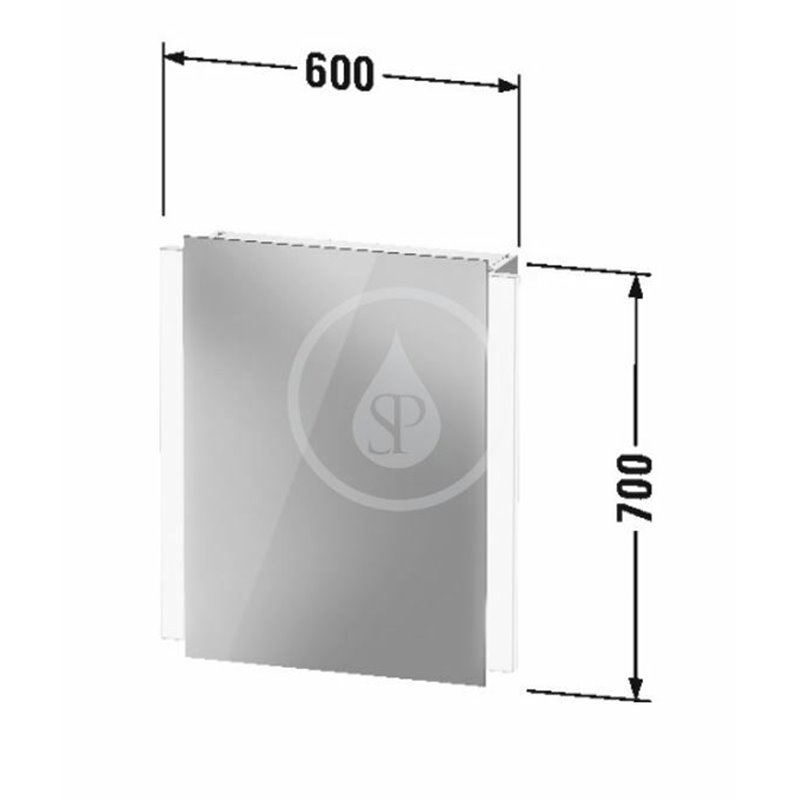 Duravit Zrkadlová skrinka s LED osvetlením, 700x600x157 mm, 1 dvierka, pánty vľavo K27135L00001000