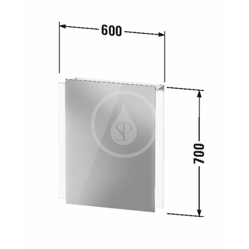 Duravit Zrkadlová skrinka s LED osvetlením, 700x600x157 mm, 1 dvierka, pánty vpravo K27135R00001000
