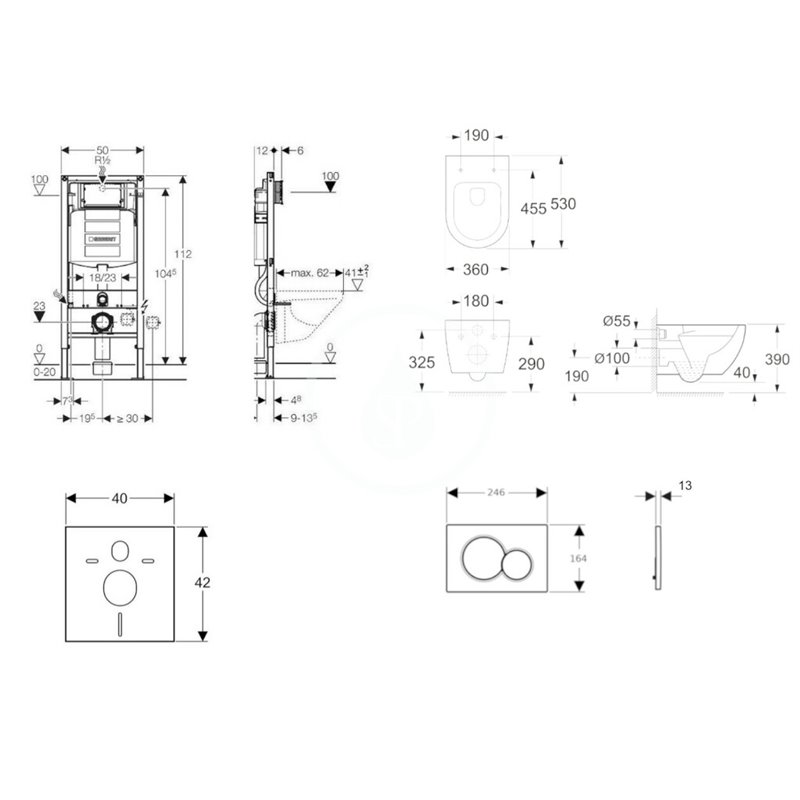 Geberit Set predstenovej inštalácie, klozetu Aura a dosky softclose, tlačidlo Sigma01, alpská biela SANI11CA3100