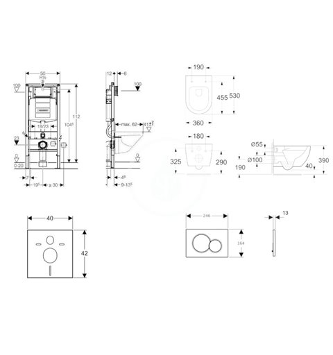 Geberit Set predstenovej inštalácie, klozetu Aura a dosky softclose, tlačidlo Sigma01, alpská biela SANI11CA3100