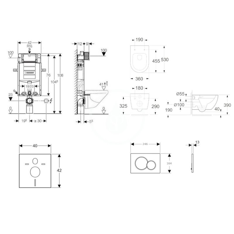 Geberit Set predstenovej inštalácie, klozetu Aura a dosky softclose, tlačidlo Sigma01, alpská biela SANI15CA3100