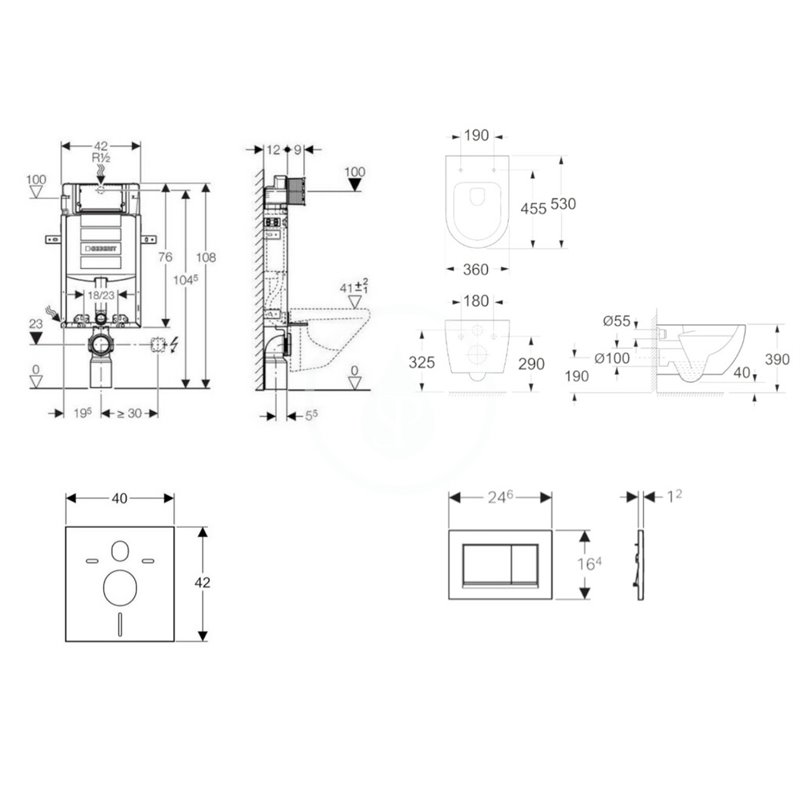 Geberit Set predstenovej inštalácie, klozetu Aura a dosky softclose, tlačidlo Sigma30, chróm SANI15CA1101