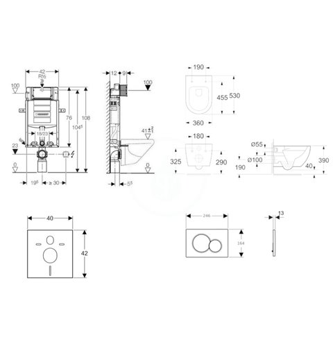 Geberit Set predstenovej inštalácie, klozetu Aura a dosky softclose, tlačidlo Sigma01, lakovaný matný chróm SANI15CA1103
