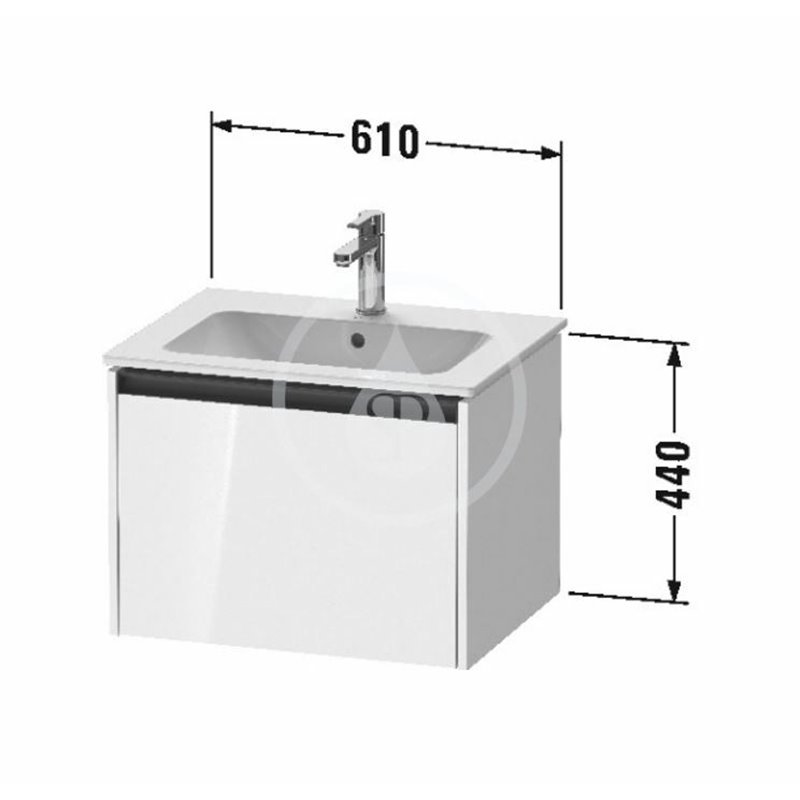 Duravit Umývadlová skrinka, 440x610x480 mm, 1 zásuvka, lesklá biela K25062022220000