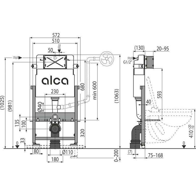 Alcaplast Predstenový inštalačný systém pre suchú inštaláciu (do sádrokartónu) AS101