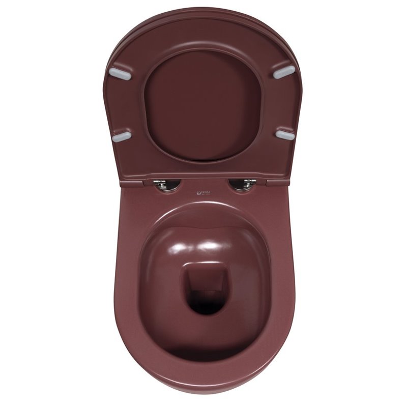 Isvea INFINITY závesná WC misa, Rimless, 36,5x53cm, Matná maroon Red