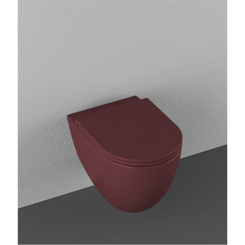 Isvea INFINITY závesná WC misa, Rimless, 36,5x53cm, Matná maroon Red