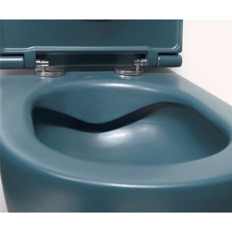 Isvea INFINITY závesná WC misa, Rimless, 36,5x53cm, matná zelena Petrol