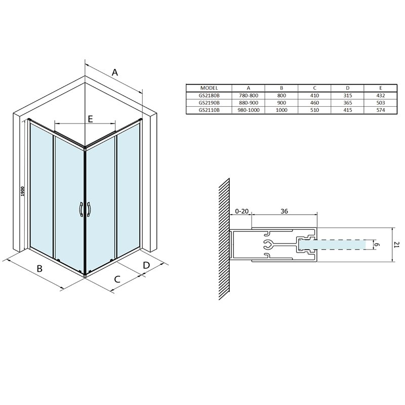 Gelco SIGMA SIMPLY BLACK sprchové dvere posuvné pre rohový vstup 1000 mm, číre sklo