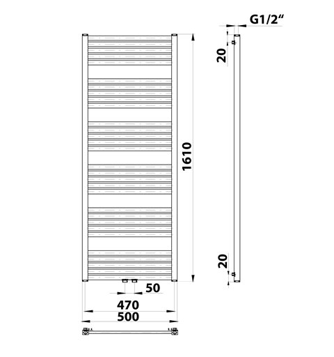Bruckner GRUNT vykurovacie teleso 500x1610 mm, stredové pripojenie, biela