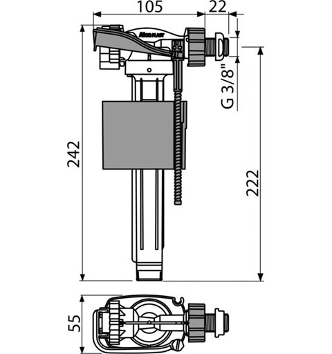 Alcaplast Napúšťací ventil bočný pre plastové nádržky A150P-3/8"